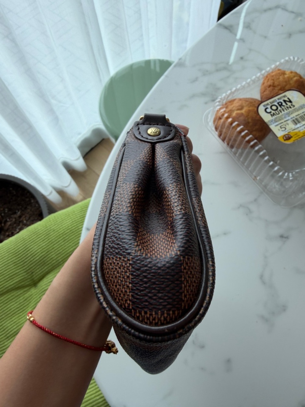 Louis Vuitton Brown Damier Ebene Eva Crossbody Pochette with Gold Hardware - Picture 10 of 12
